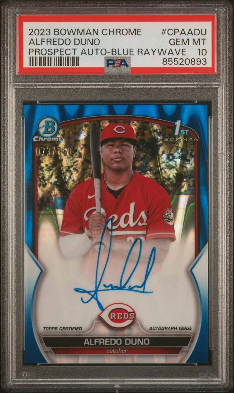 2023 Bowman Chrome Prospect Autographs Cpaadu Alfredo Duno Blue Raywave PSA 10
