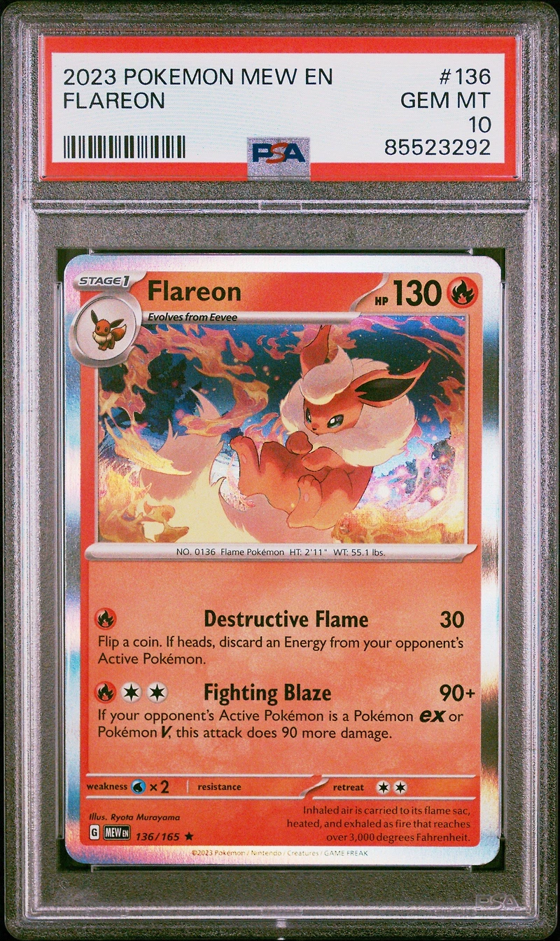 2023 Pokemon Mew En-151 136 Flareon PSA