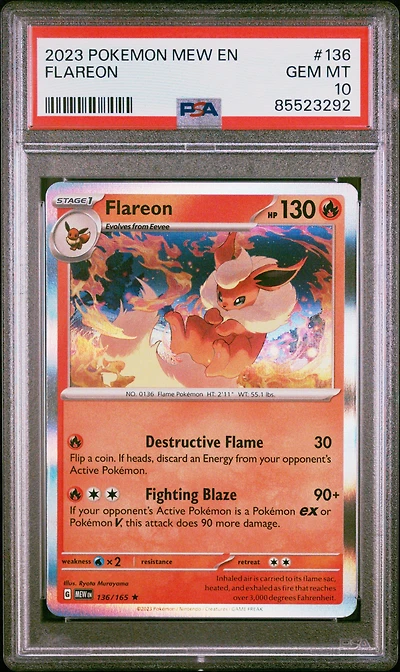 2023 Pokemon Mew En-151 136 Flareon PSA