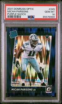 2021 Panini Donruss Optic 245 Micah Parsons Purple Shock PSA 10