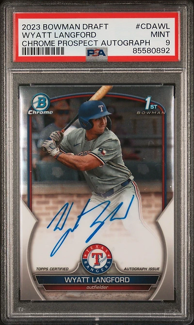 2023 Bowman Draft Chrome Prospect Autograph Cdawl Wyatt Langford PSA