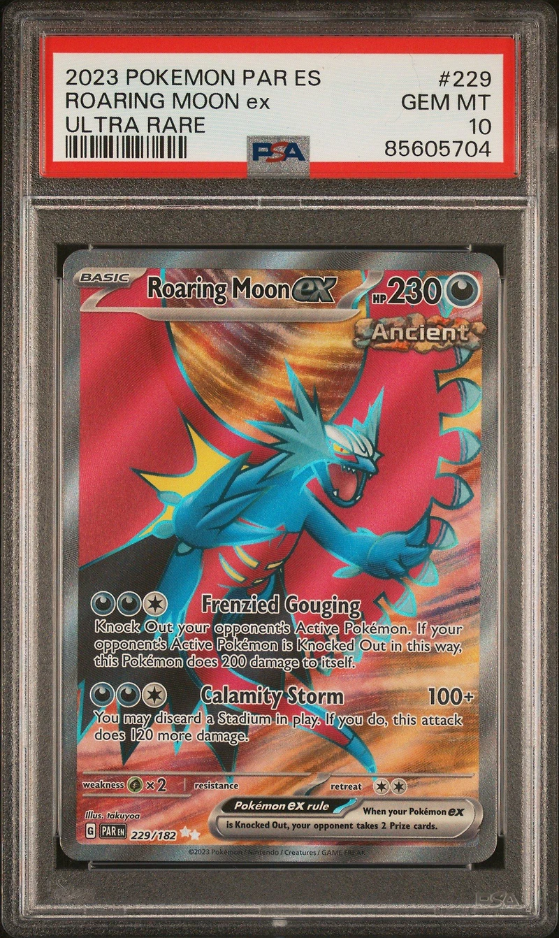 2023 Pokemon Spanish Par Es-paradox Rift 229 Roaring Moon Ex Ultra Rare PSA 10