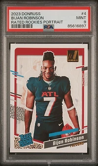 2023 Panini Donruss Rated Rookies Portrait 4 Bijan Robinson PSA