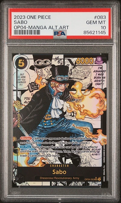 2023 One Piece Op04-kingdoms Of Intrigue 083 Sabo Manga Alternate Art PSA 10