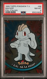 1999 Topps Pokemon Tv 66 Machop Foil-italian PSA 8