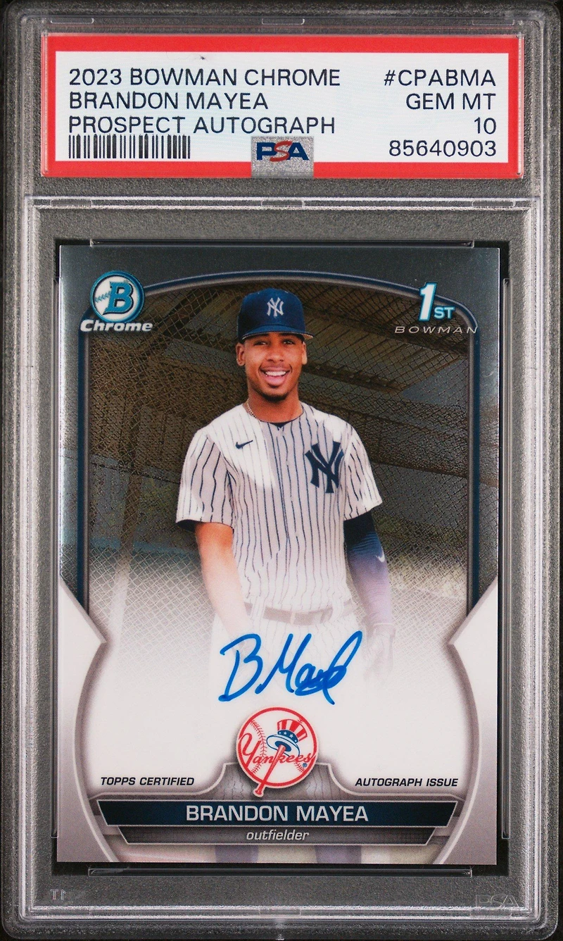 2023 Bowman Chrome Prospect Autographs Cpabma Brandon Mayea PSA 10