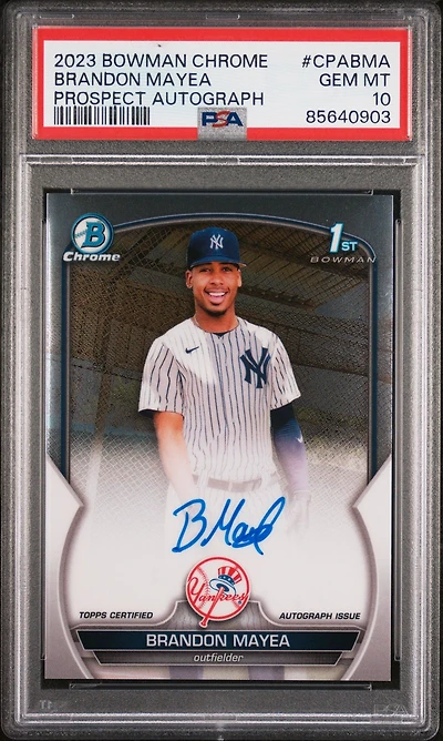 2023 Bowman Chrome Prospect Autographs Cpabma Brandon Mayea PSA 10