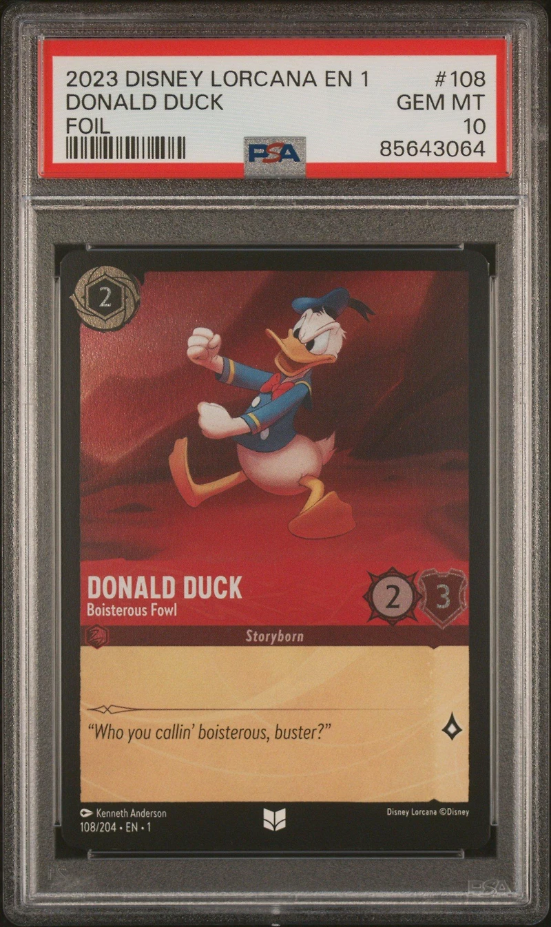 2023 Disney Lorcana En 1-the First Chapter 108 Donald Duck - Boisterous Fowl Foil PSA 10