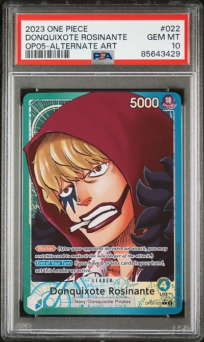 2023 One Piece Op05-awakening Of The New Era 022 Donquixote Rosinante Alternate Art PSA 10