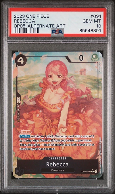 2023 One Piece Op05-awakening Of The New Era 091 Rebecca Alternate Art PSA 10