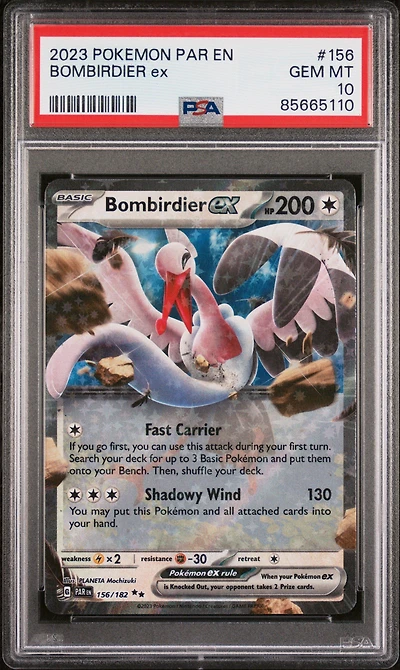 2023 Pokemon Par En-paradox Rift 156 Bombirdier Ex PSA 10