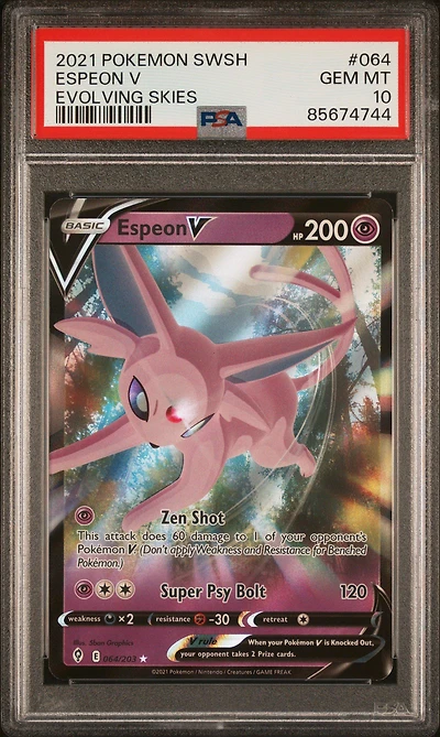 2021 Pokemon Sword & Shield Evolving Skies 064 Espeon V PSA 10