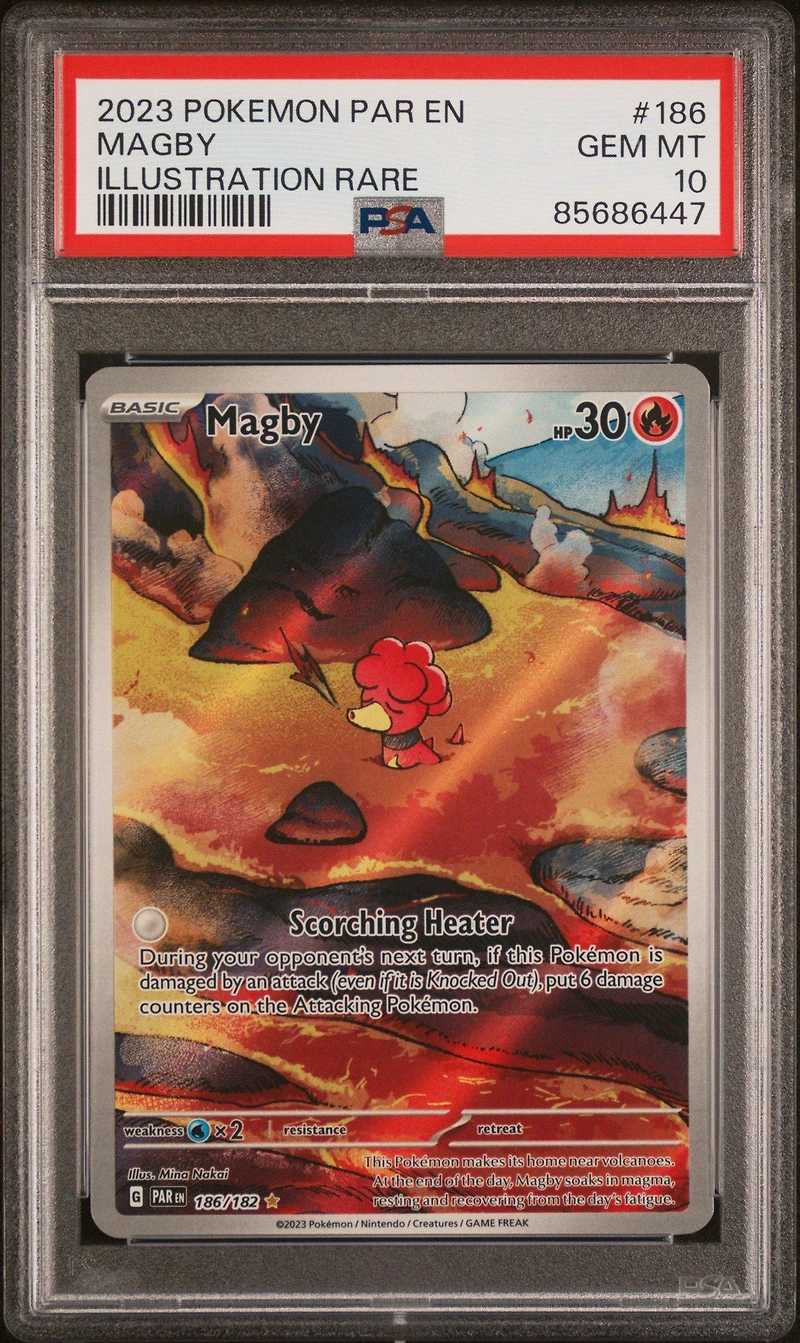 2023 Pokemon Par En-paradox Rift 186 Magby Illustration Rare PSA 10