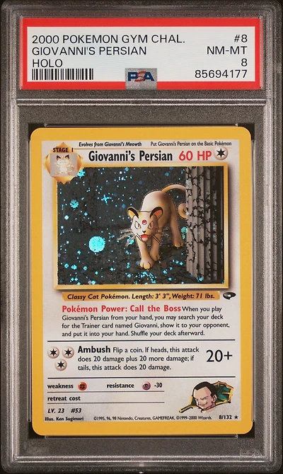 2000 Pokemon Gym Challenge 8 Giovanni's Persian PSA 8