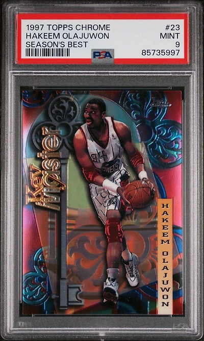 1997 Topps Chrome Season's Best 23 Hakeem Olajuwon PSA 9