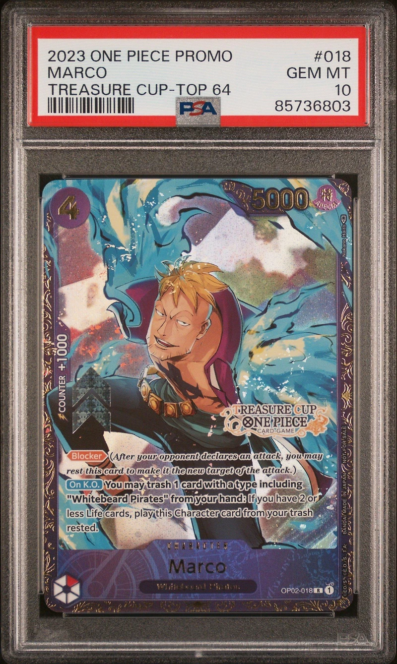 2023 One Piece Promos 018 Marco Treasure Cup 2023-top 64 PSA 10
