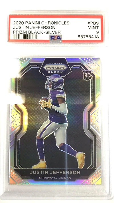 2020 Panini Chronicles Prizm Black Pb9 Justin Jefferson PSA 9