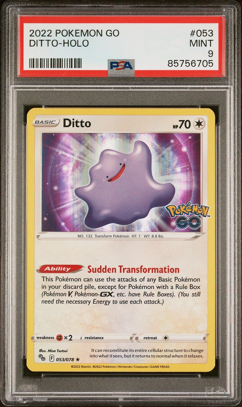 2022 Pokemon Go 053 Ditto-holo PSA 9