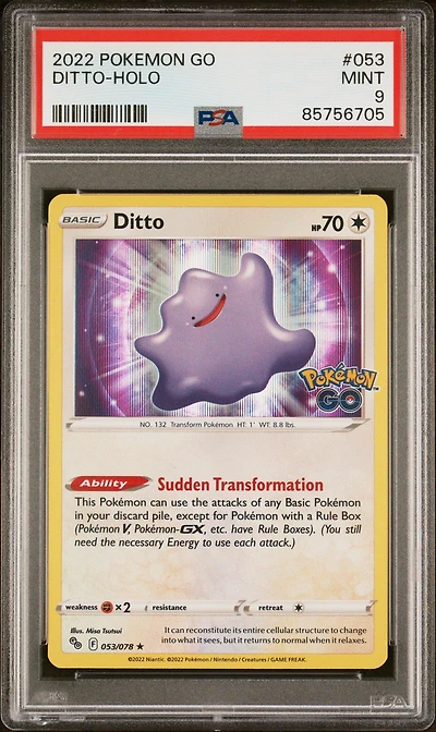 2022 Pokemon Go 053 Ditto-holo PSA 9