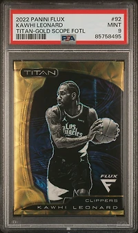 2022 Panini Flux Titan 92 Kawhi Leonard Gold Scope Fotl PSA 9