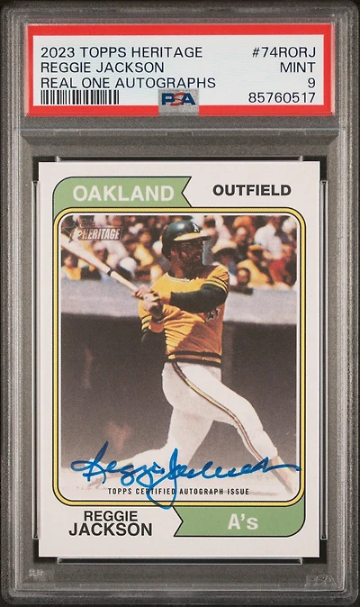 2023 Topps Heritage Real One Autographs 74rorj Reggie Jackson PSA 9