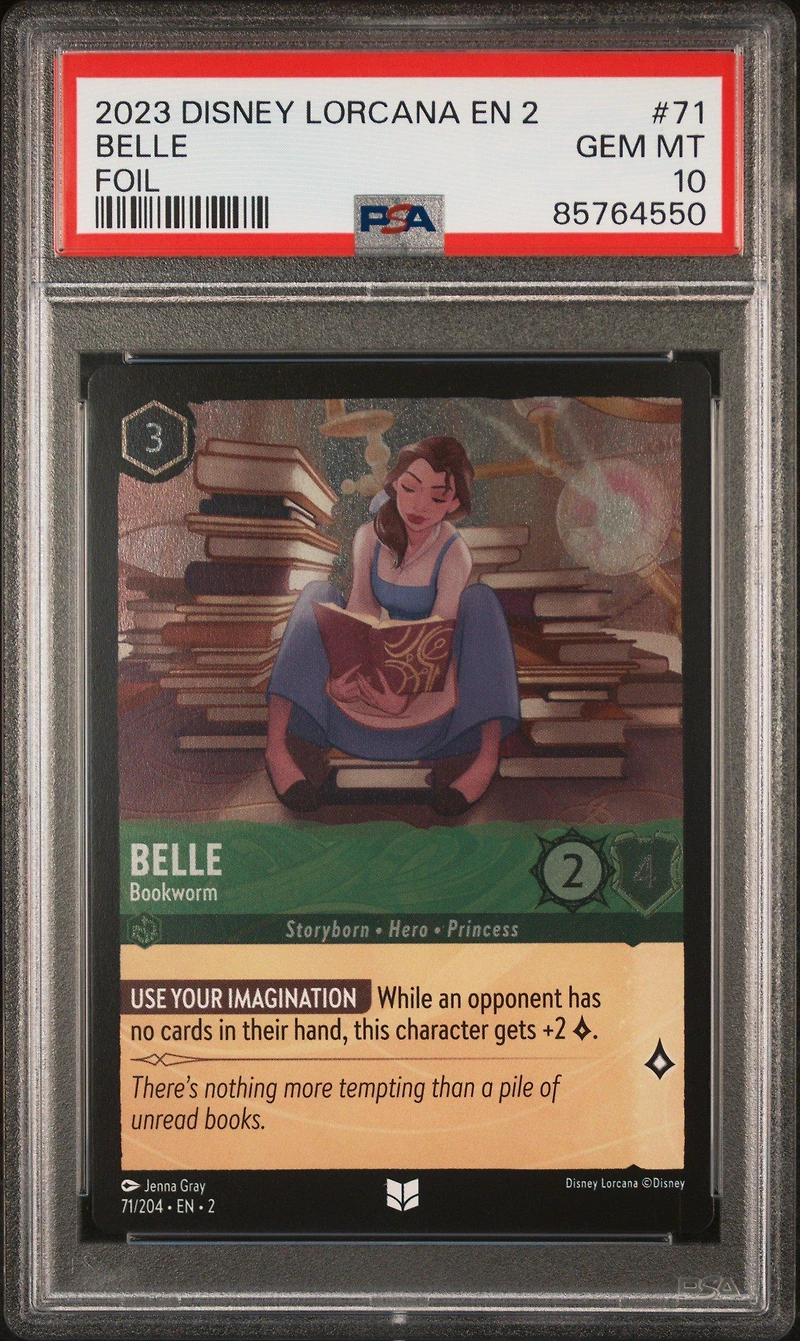 2023 Disney Lorcana En 2-rise Of The Floodborn 71 Belle - Bookworm Foil PSA 10