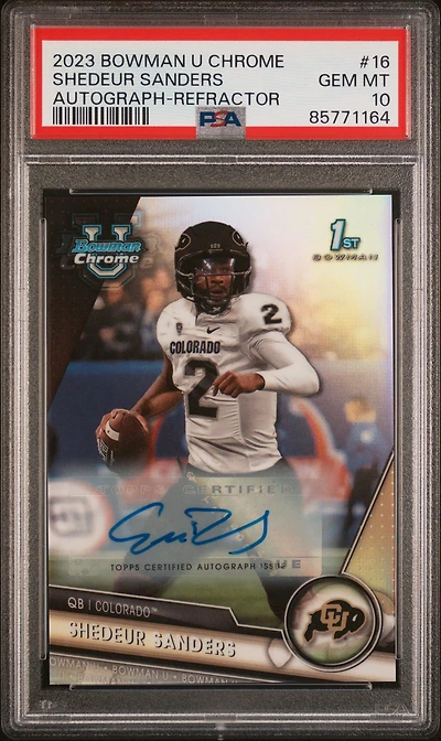 2023 Bowman University Chrome 16 Shedeur Sanders Autograph-refractor PSA 10