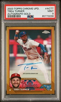 2023 Topps Chrome Update Autograph Actt Trea Turner Gold Refractor PSA 9