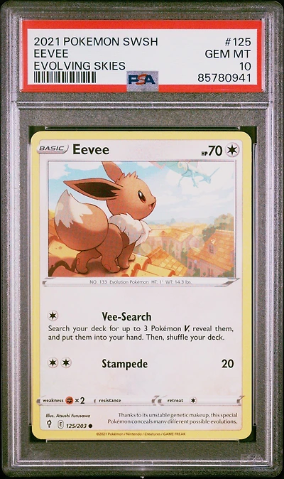 2021 Pokemon Sword & Shield Evolving Skies 125 Eevee PSA 10