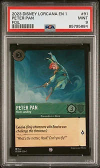 2023 Disney Lorcana En 1-the First Chapter 91 Peter Pan - Never Landing Foil PSA 9