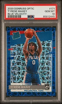 2020 Panini Donruss Optic 171 Tyrese Maxey Blue Velocity PSA