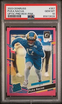 2023 Panini Donruss 357 Puka Nacua Optic Preview-pink PSA 10