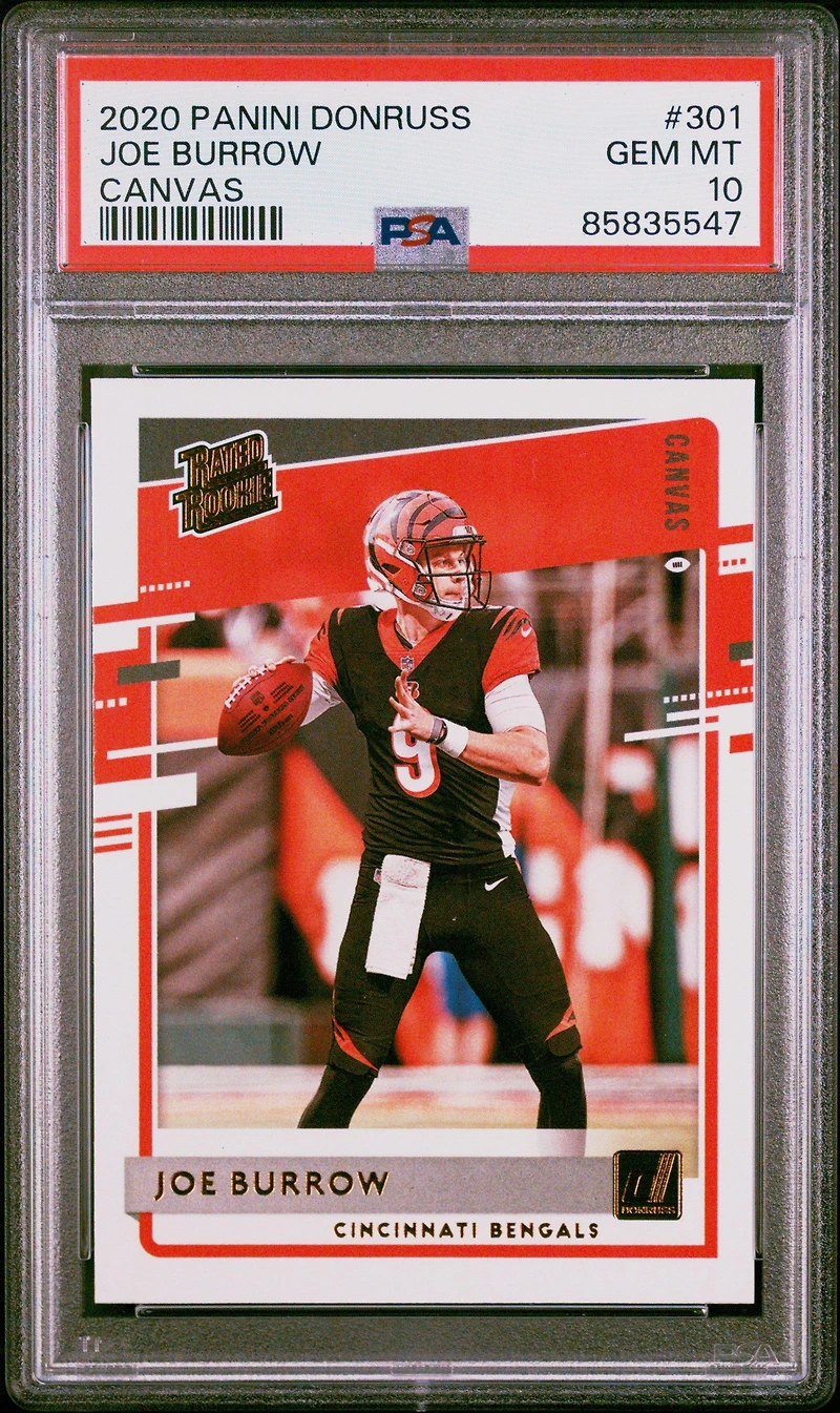 2020 Panini Donruss 301 Joe Burrow Canvas PSA 10