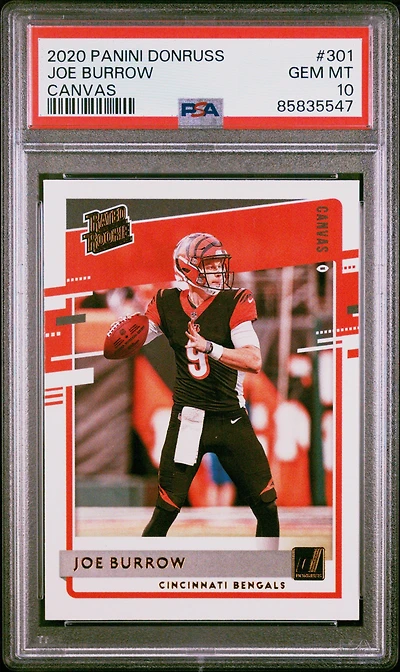 2020 Panini Donruss 301 Joe Burrow Canvas PSA 10