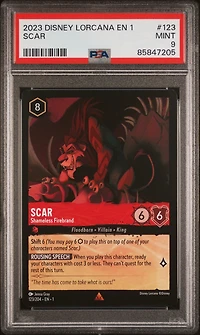 2023 Disney Lorcana En 1-the First Chapter 123 Scar - Shameless Firebrand PSA 9