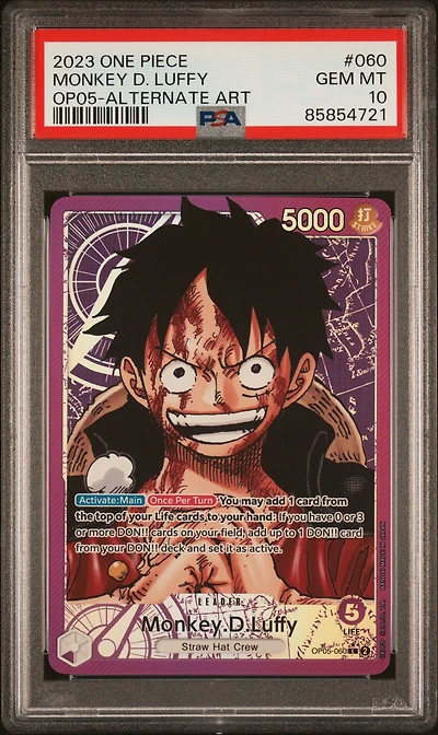 2023 One Piece Op05-awakening Of The New Era 060 Monkey D. Luffy Alternate Art PSA 10