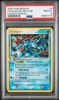 2005 Pokemon Ex Unseen Forces 4 Feraligatr-reverse Foil PSA 8