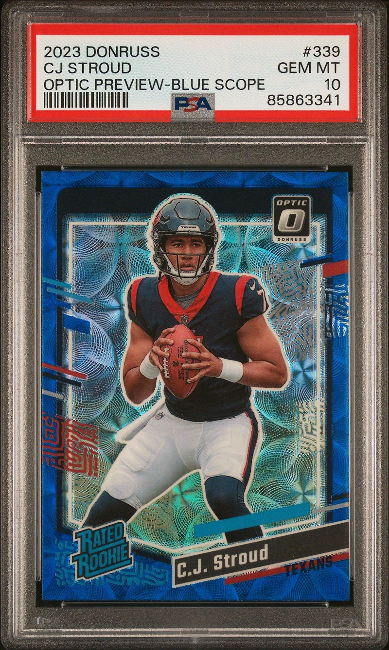 2023 Panini Donruss 339 Cj Stroud Optic Preview-blue Scope PSA 10