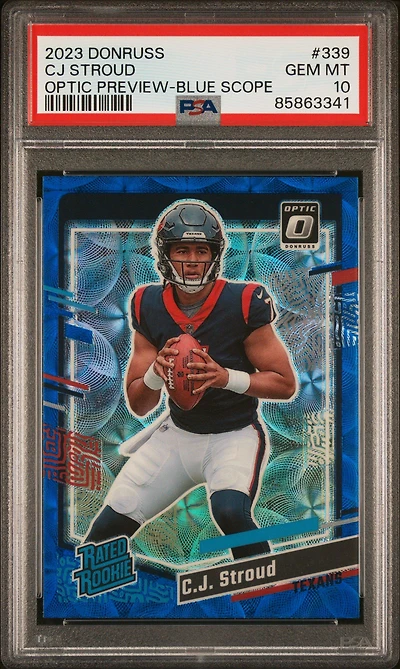 2023 Panini Donruss 339 Cj Stroud Optic Preview-blue Scope PSA 10