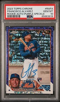 2023 Topps Chrome Rookie Autograph Rafa Francisco Alvarez Purple Speckle Refractor PSA 10