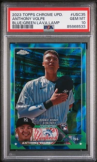 2023 Topps Chrome Update Usc35 Anthony Volpe Blue/green Lava Lamp Refractor PSA 10