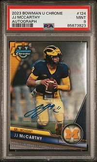 2023 Bowman University Chrome 124 Jj Mccarthy Autograph PSA 9