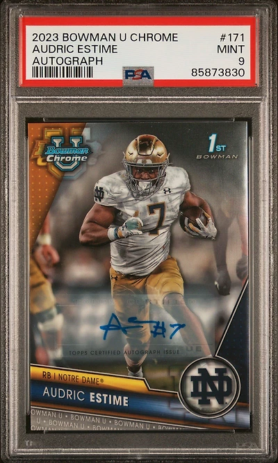 2023 Bowman University Chrome 171 Audric Estime Autograph PSA 9
