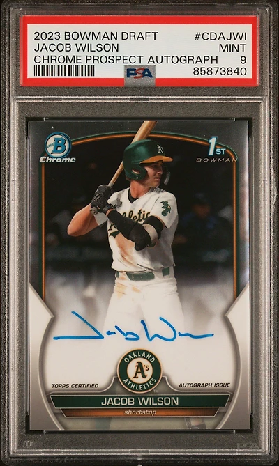 2023 Bowman Draft Chrome Prospect Autograph Cdajwi Jacob Wilson PSA