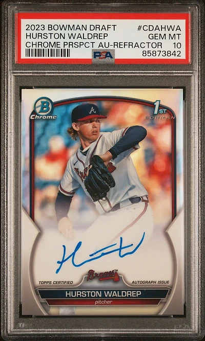 2023 Bowman Draft Chrome Prospect Autograph Cdahwa Hurston Waldrep Refractor PSA 10