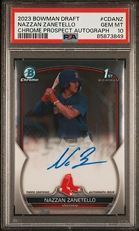 2023 Bowman Draft Chrome Prospect Autograph Cdanz Nazzan Zanetello PSA 10