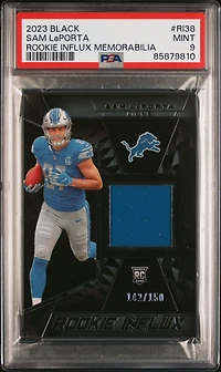 2023 Panini Black Rookie Influx Memorabilia Ri38 Sam Laporta PSA 9