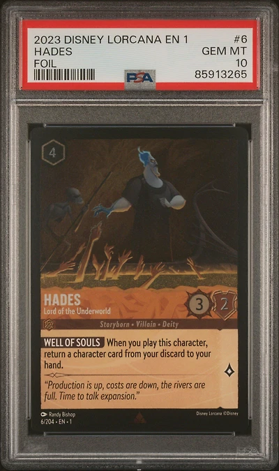 2023 Disney Lorcana En 1-the First Chapter 6 Hades - Lord Of The Underworld Foil PSA 10