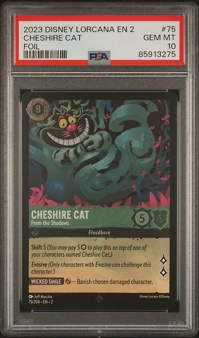 2023 Disney Lorcana En 2-rise Of The Floodborn 75 Cheshire Cat - From The Shadows Foil PSA 10