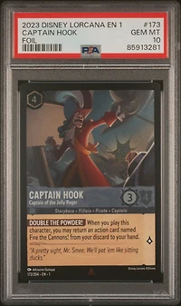 2023 Disney Lorcana En 1-the First Chapter 173 Captain Hook - Captain Of The Jolly Roger Foil PSA 10